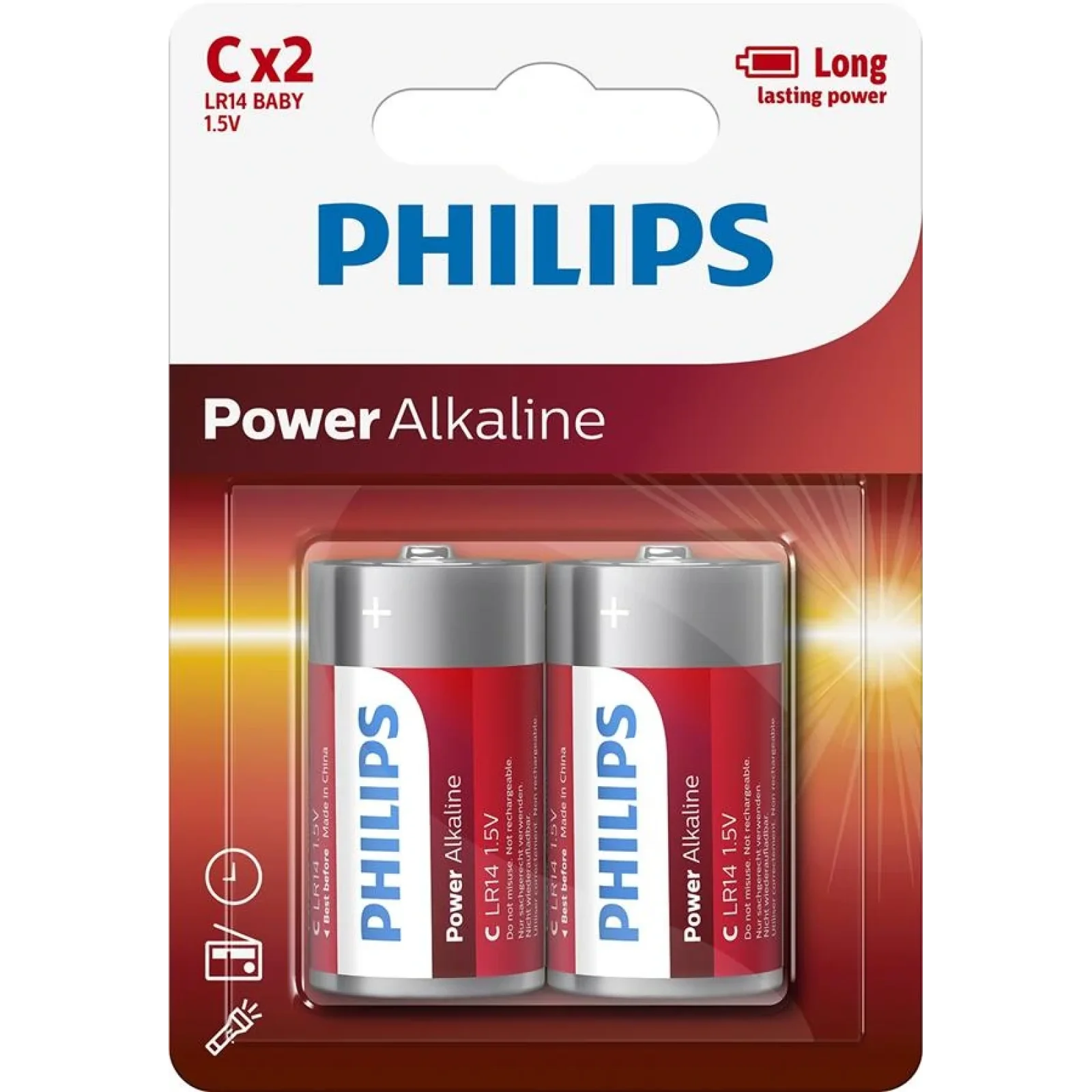 Батарейка Philips Power Alkaline C BLI 2 UA
